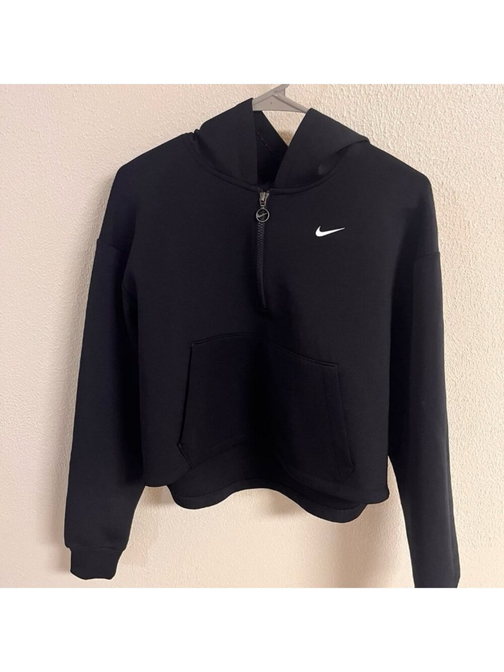 Nike Shirt Womens Small Black Dri Fit Graphic Half Zip Training Hoodie Workout